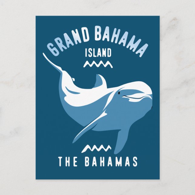 Simning med Dolphins Grand Bahama Dyka Vykort (Framsida)