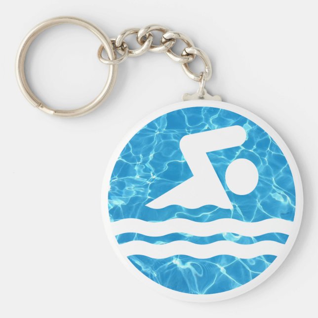 Simning och dykning av Simman Bassäng Vatten Nyckelring (Framsidan)