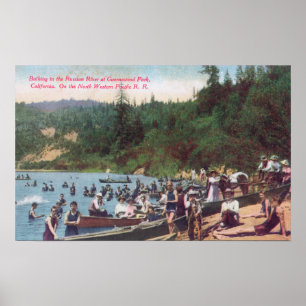 Simning och rodd på den ryska floden poster