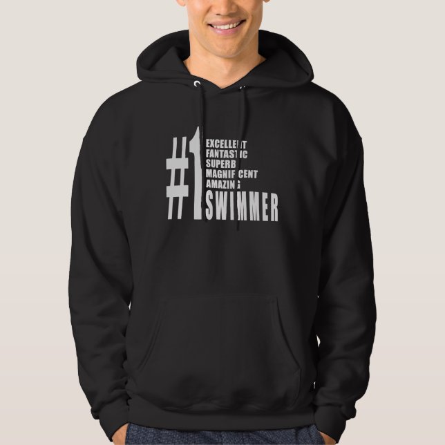 Simning och simmare: Numrera en simmare Hoodie (Framsida)