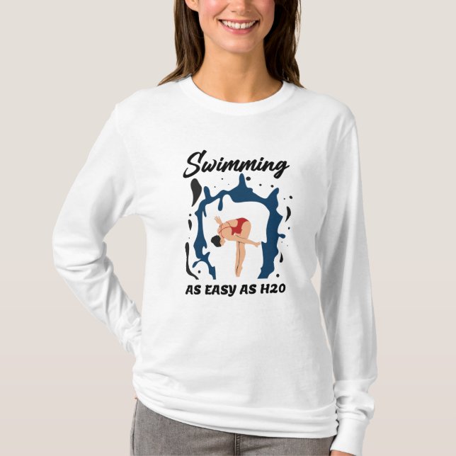 Simning så enkelt som H2O - Rolig simdesign T Shirt (Framsida)