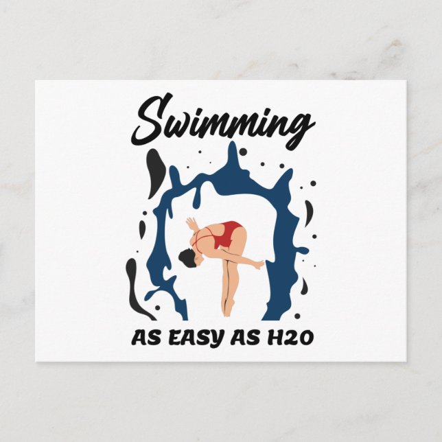 Simning så enkelt som H2O - Rolig simdesign Vykort (Framsida)