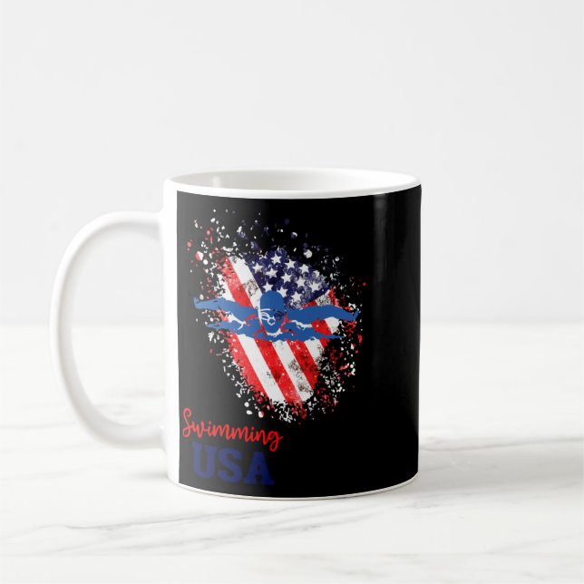 Simning Stöd Team Flagga Usa Pool Simmare Kaffemugg (Vänster)