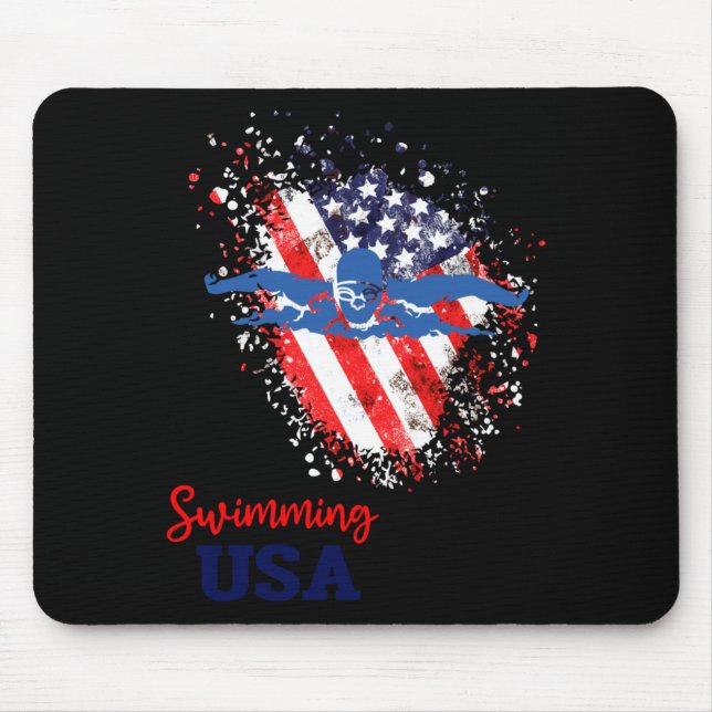 Simning Stöd Team Flagga Usa Pool Simmare Musmatta (Framsidan)