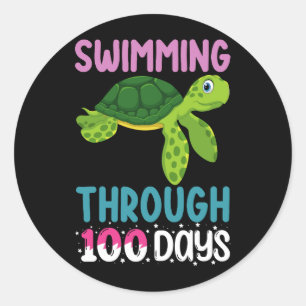 Simning under 100 dagar med skolsköldpadda runt klistermärke