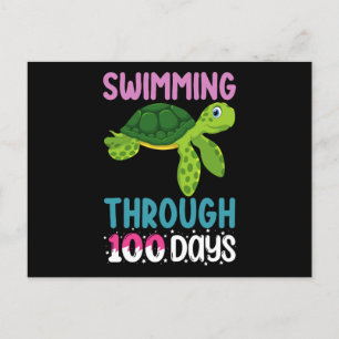 Simning under 100 dagar med skolsköldpadda vykort