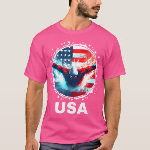Simning United States Team Kläder Amerikansk Flagg T Shirt