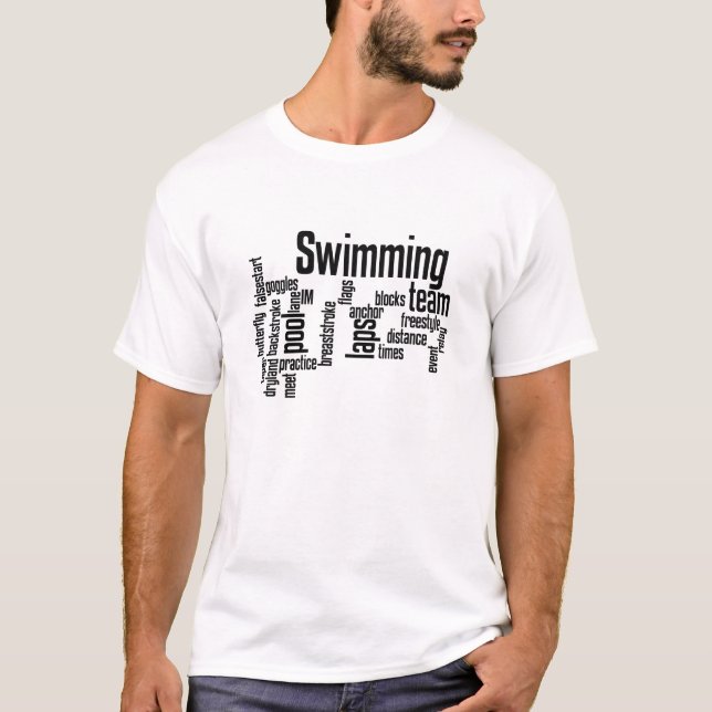 Simning WordCloud!  Välj färgen av din T! Tee Shirt (Framsida)