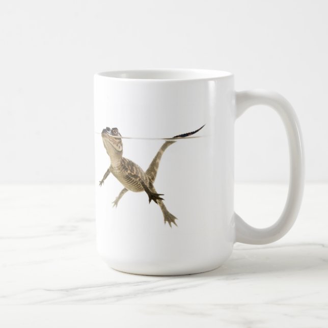 Simningalligator på vitbakgrundsmuggen kaffemugg (Höger)