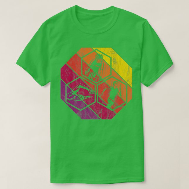 Simningscykling och tävla för triathlon- idrottsmä t shirt (Design framsida)