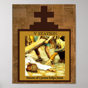 Simon Cyrene hjälper Jesus Station 5 att Poster