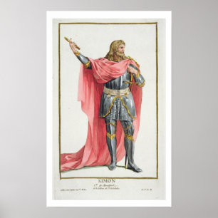 Simon de Montfort (c.1165-1218) från Receuil des Poster