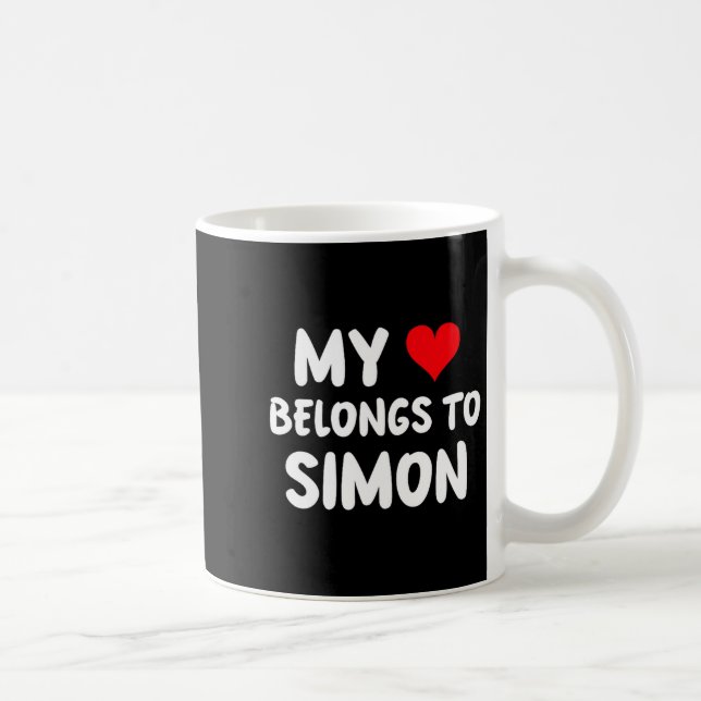 Simon - My Heart Belongs To Simon - Love Premium T Kaffemugg (Höger)