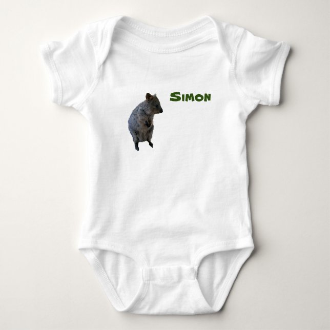 Simon Namn Och Aussie Quokka, Baby Bodysuit T Shirt (Framsida)