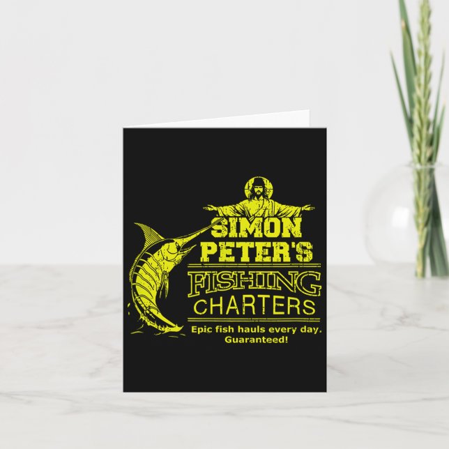 Simon Peter's Fishing Charters Funny Jesus Christ  Kort (Framsida)