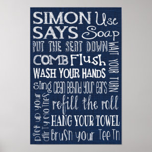 Simon säger.. Bathroom Regler Poster