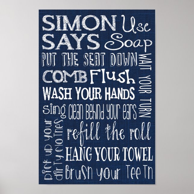 Simon säger.. Bathroom Regler Poster (Framsidan)