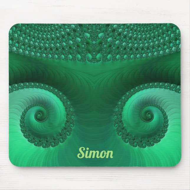 SIMON ~ Zany Shades of Grönt Fractal Mönster Musmatta (Framsidan)
