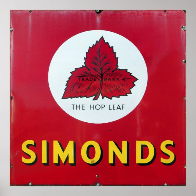 Simonds Beer, vintagens namnskylt. Poster (Framsidan)
