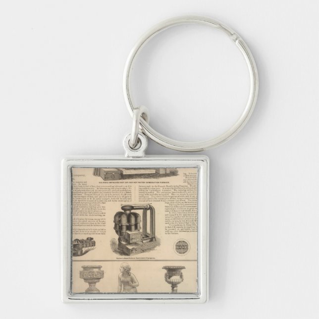 Simonds Manufacturing Company Stewart Fyrkantig Silverfärgad Nyckelring (Framsidan)