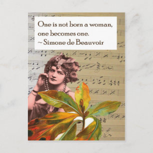 Simone de Beauvoir Quote Collage Postcard Vykort