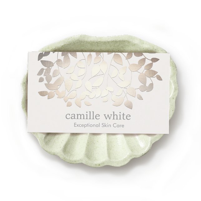 Simone Elegant Cosmetology Faux Guld Lövs Spa Visitkort (Skapare uppladdad)