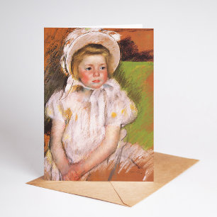 Simone i en vit Bonnet   Mary Cassatt Kort