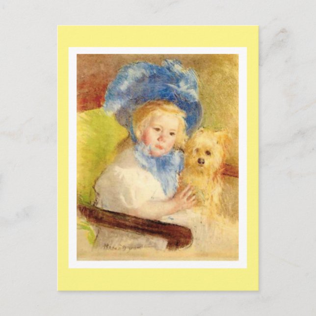 Simone in a Large Plumed Hat, av Mary Cassatt Helg Vykort (Framsida)