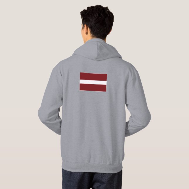 Simone Modern Lettlands Flagga Souvenir, Backside Hoodie (Hel baksida)