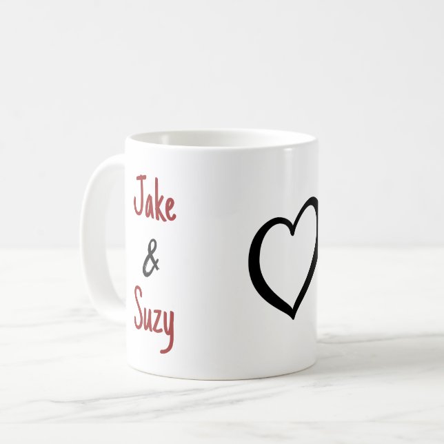 Simone Valentine Namn Heart Coffee Mugg (Framsida vänster)