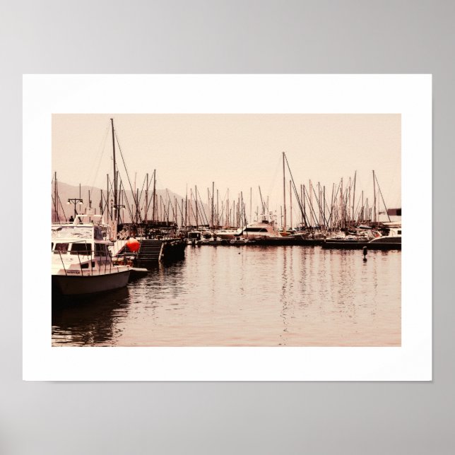 Simons Town Hamn Fartyg Jakter Cape Town Affisch (Framsidan)