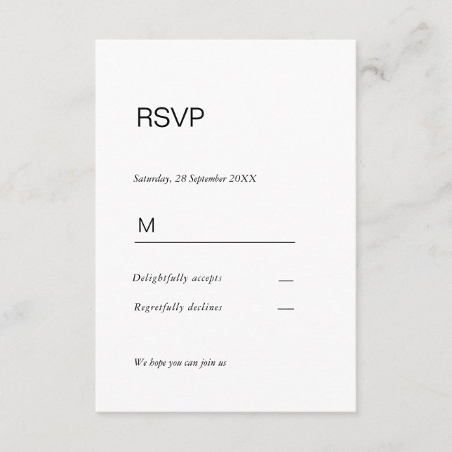 Simpel elegant  Einladung Antwortkarte RSVP Tilläggskort (Framsida)