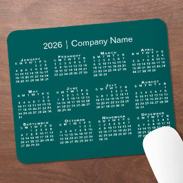Simple 2026 Calendar Company Name on Blue-Green Musmatta