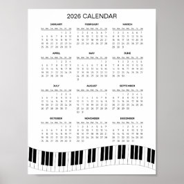 Simple 2026 Calendar with Piano Keys | Poster