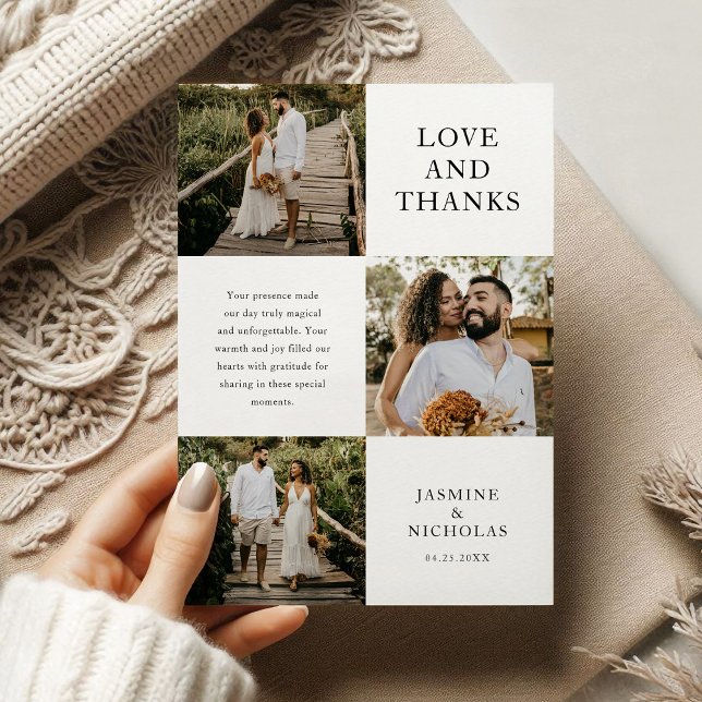 Simple 3 Photo Bröllop Tack Kort (Skapare uppladdad)