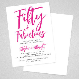 Simple 50 and Fabulous Pink 50th Birthday Party Inbjudningar