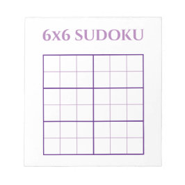 Simple 6 x 6 Lila White Sudoku Grid-mall Anteckningsblock