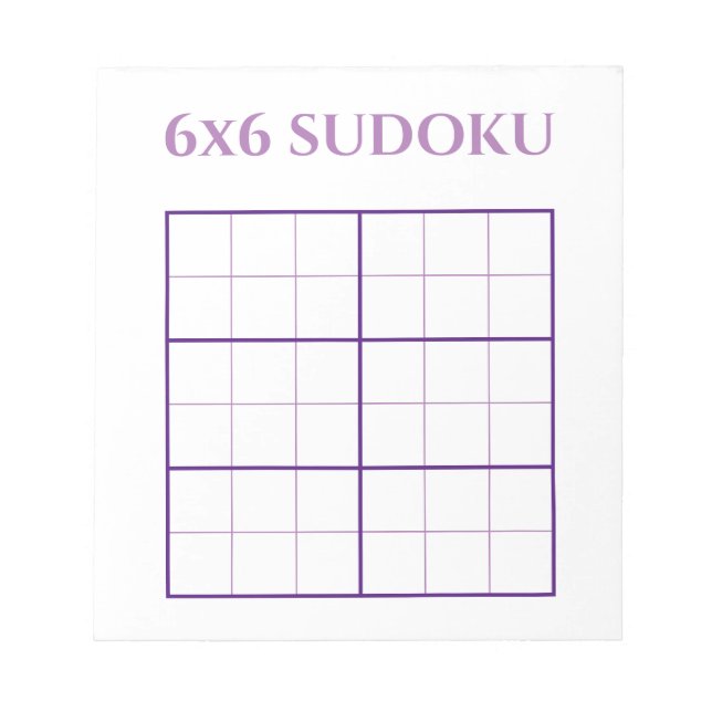 Simple 6 x 6 Lila White Sudoku Grid-mall Anteckningsblock (Framsida)