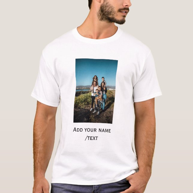 simple add your photo text family holiday kids par t shirt (Framsida)