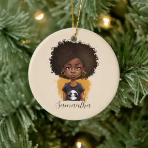 Simple Afro Woman Julgransprydnad Keramik