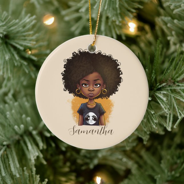 Simple Afro Woman Julgransprydnad Keramik (Träd)