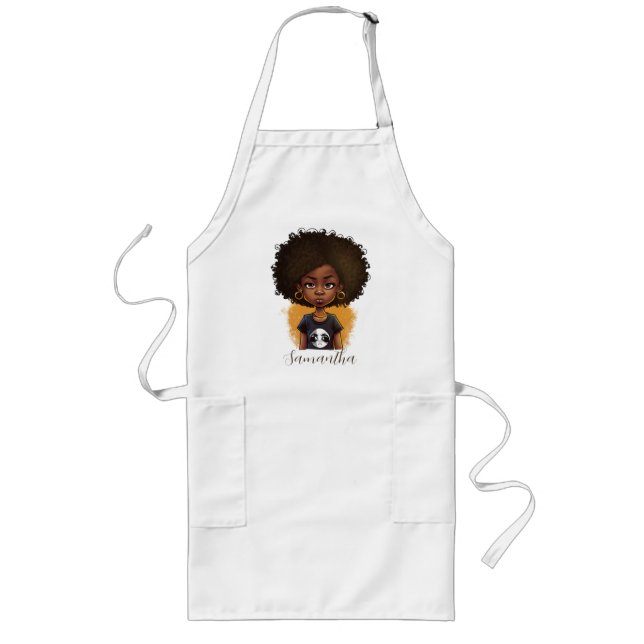 Simple Afro Woman Långt Förkläde (Framsidan)
