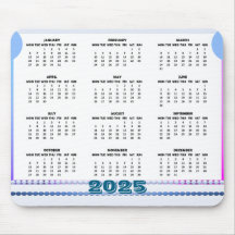 Simple and Cute Calendar 2025 Mousepad