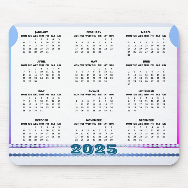 Simple and Cute Calendar 2025 Mousepad Musmatta (Framsidan)