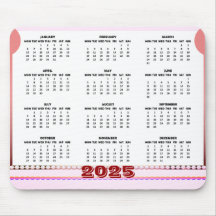 Simple and Cute Calendar 2025 Mousepad