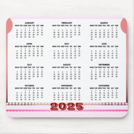 Simple and Cute Calendar 2025 Mousepad Musmatta