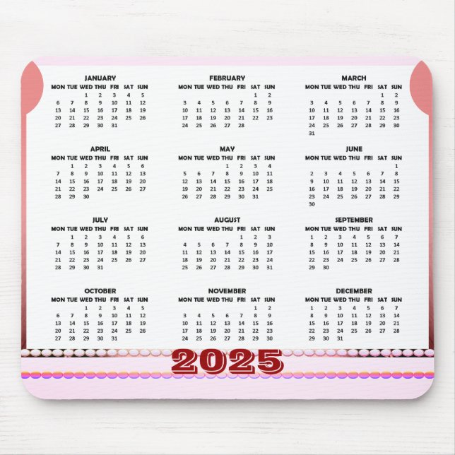 Simple and Cute Calendar 2025 Mousepad Musmatta (Framsidan)