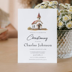 Simple and Elegant Church Son Christening Inbjudningar