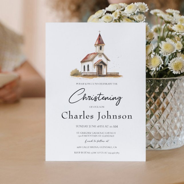 Simple and Elegant Church Son Christening Inbjudningar (Skapare uppladdad)