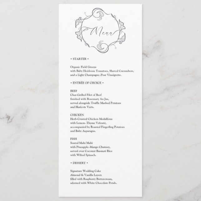 Simple and Elegant Minimalist Wedding Dinner Menu Program (Framsida)